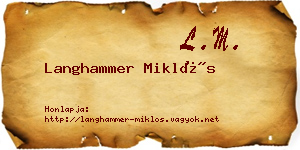 Langhammer Miklós névjegykártya